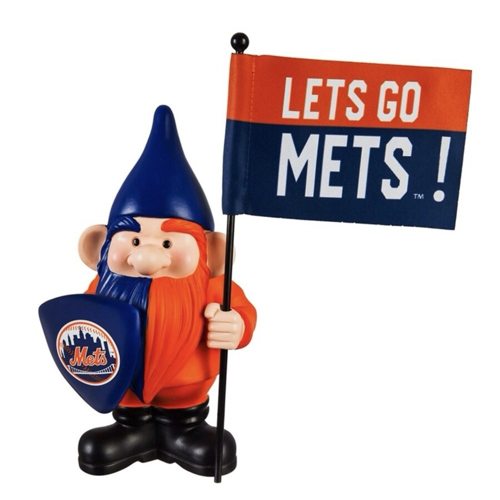 New York Mets Gnome Resin With Flag Holder Official Major League Baseball Msrp58